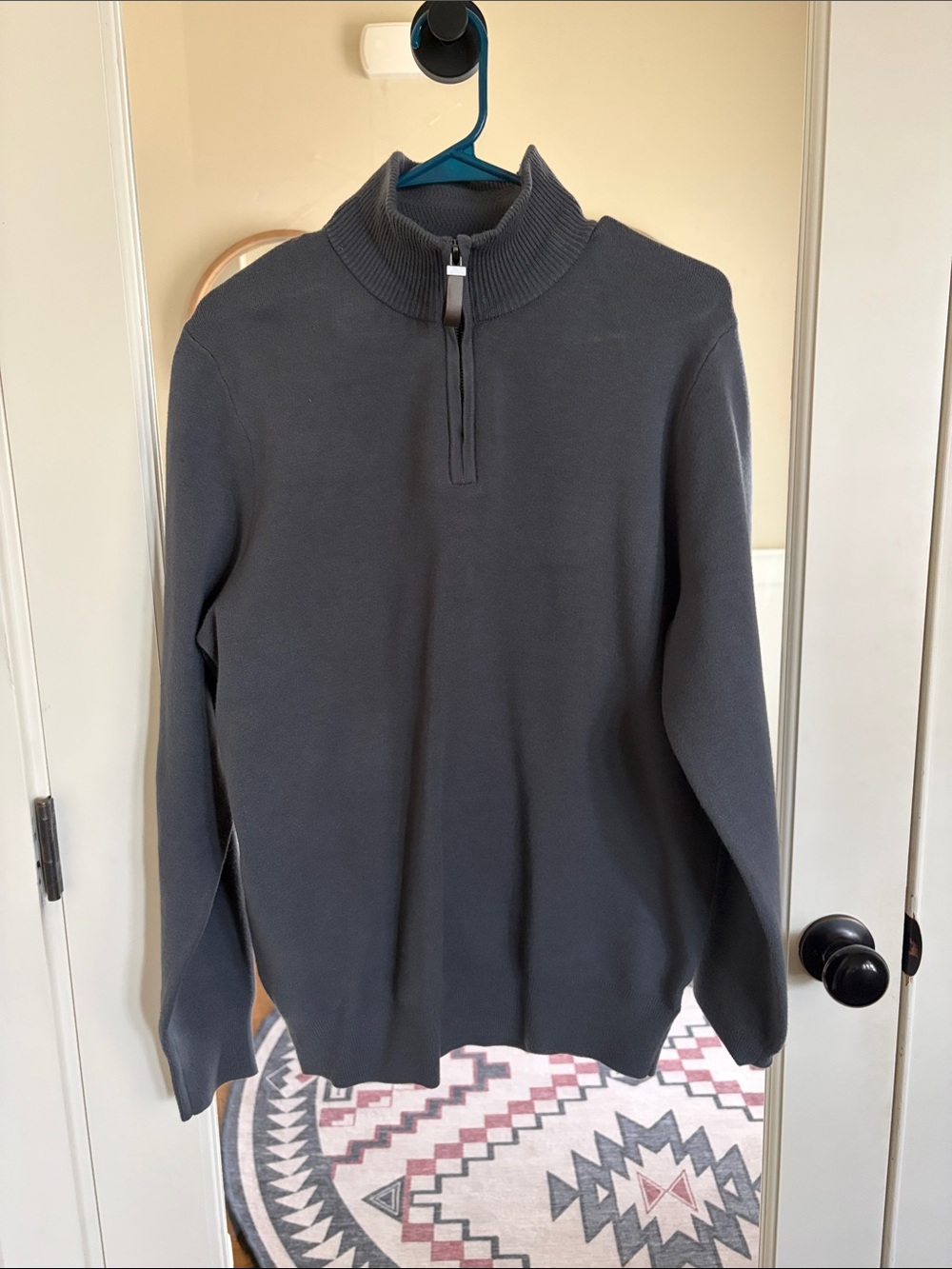 Collection by Michael Strahan Men's Half-Zip Mock Neck Sweater in Charcoal
